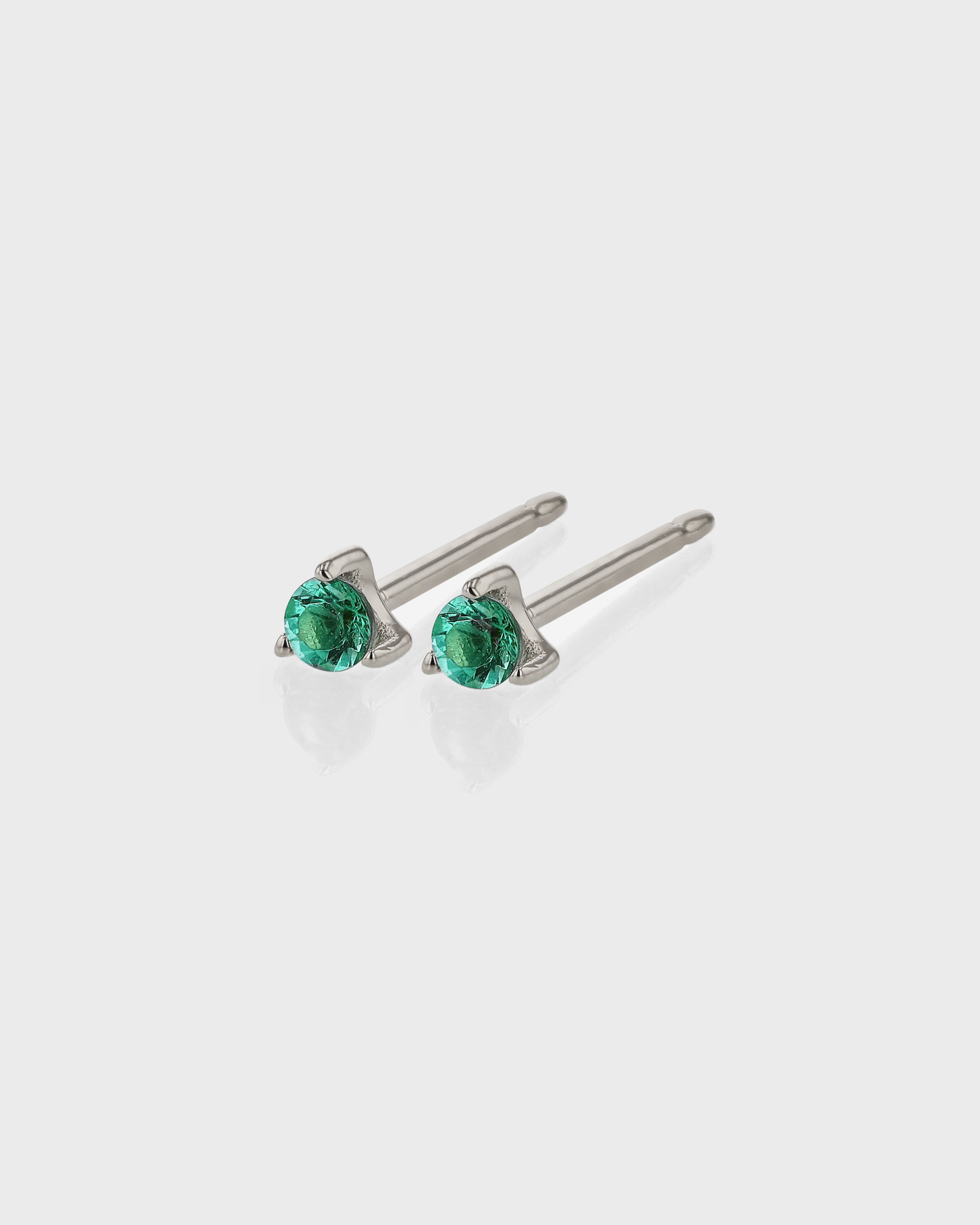 Small Emerald Stud Earrings, Bezel Set 14k Solid White Gold Mini Studs, May Birthstone, Anniversary Gift Jewelry, outlets Dainty Minimalist Earring