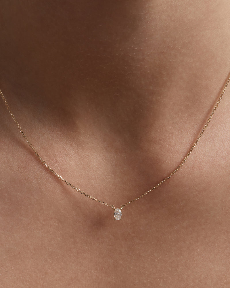 Solitaire Oval Diamond Necklace by Sarah & Sebastian