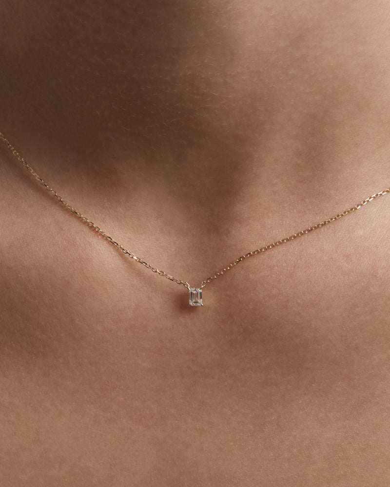Solitaire Emerald Diamond Necklace by Sarah & Sebastian