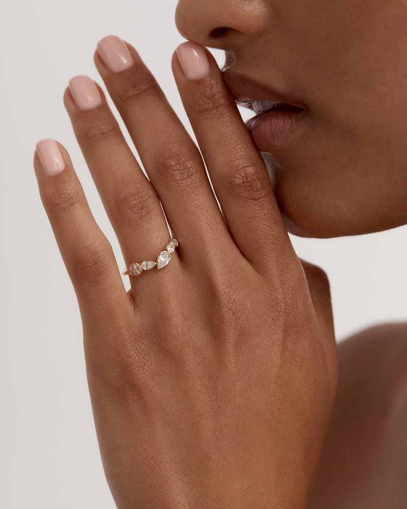 Pear Bezel Wave Ring by Sarah & Sebastian