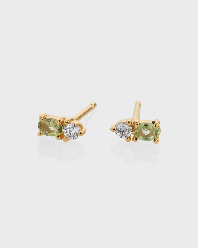 Micro Sand Diamond Peridot Earrings by Sarah & Sebastian