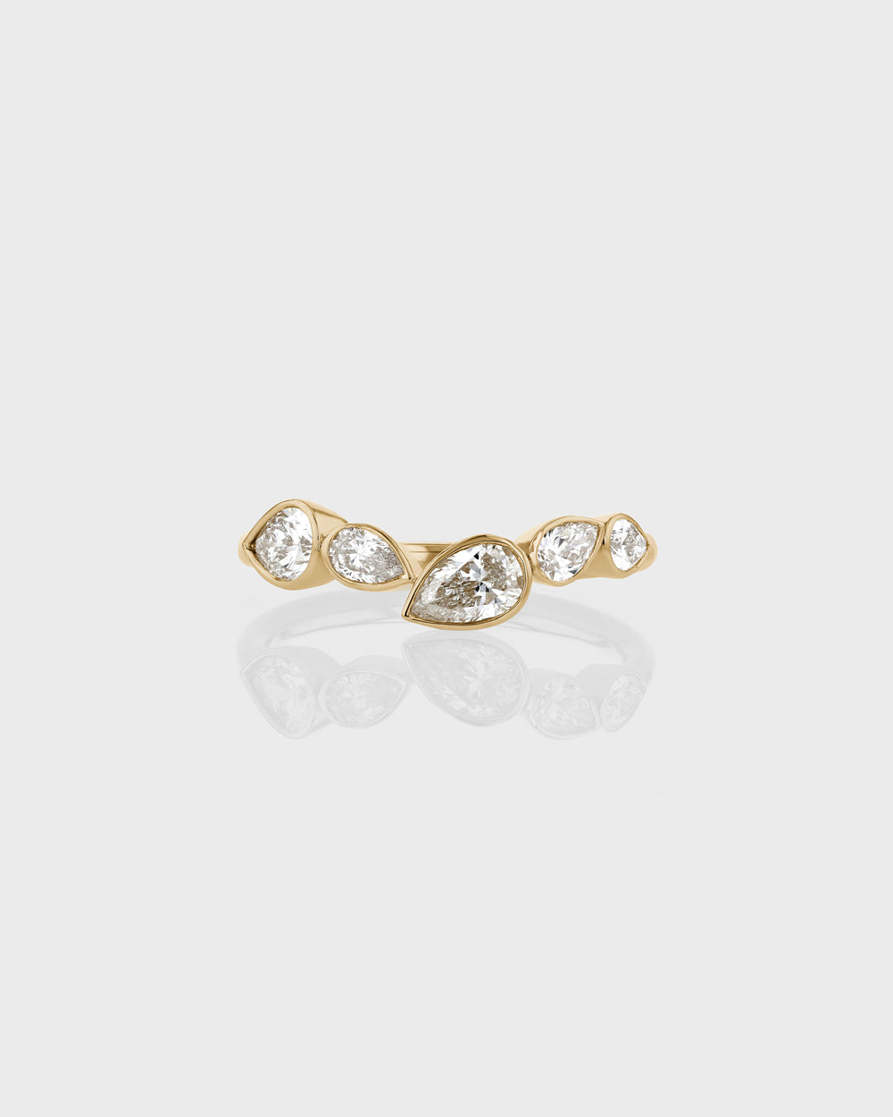 Pear Bezel Wave Ring by Sarah & Sebastian