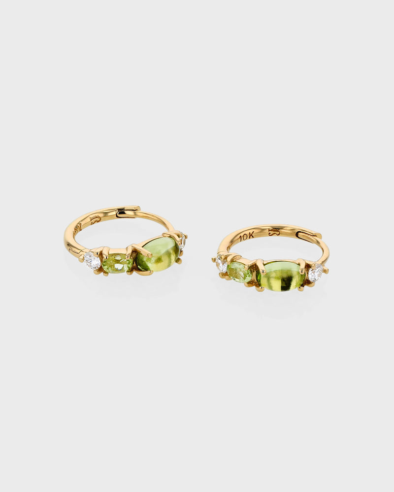 Sand Diamond Peridot Hoops by Sarah & Sebastian