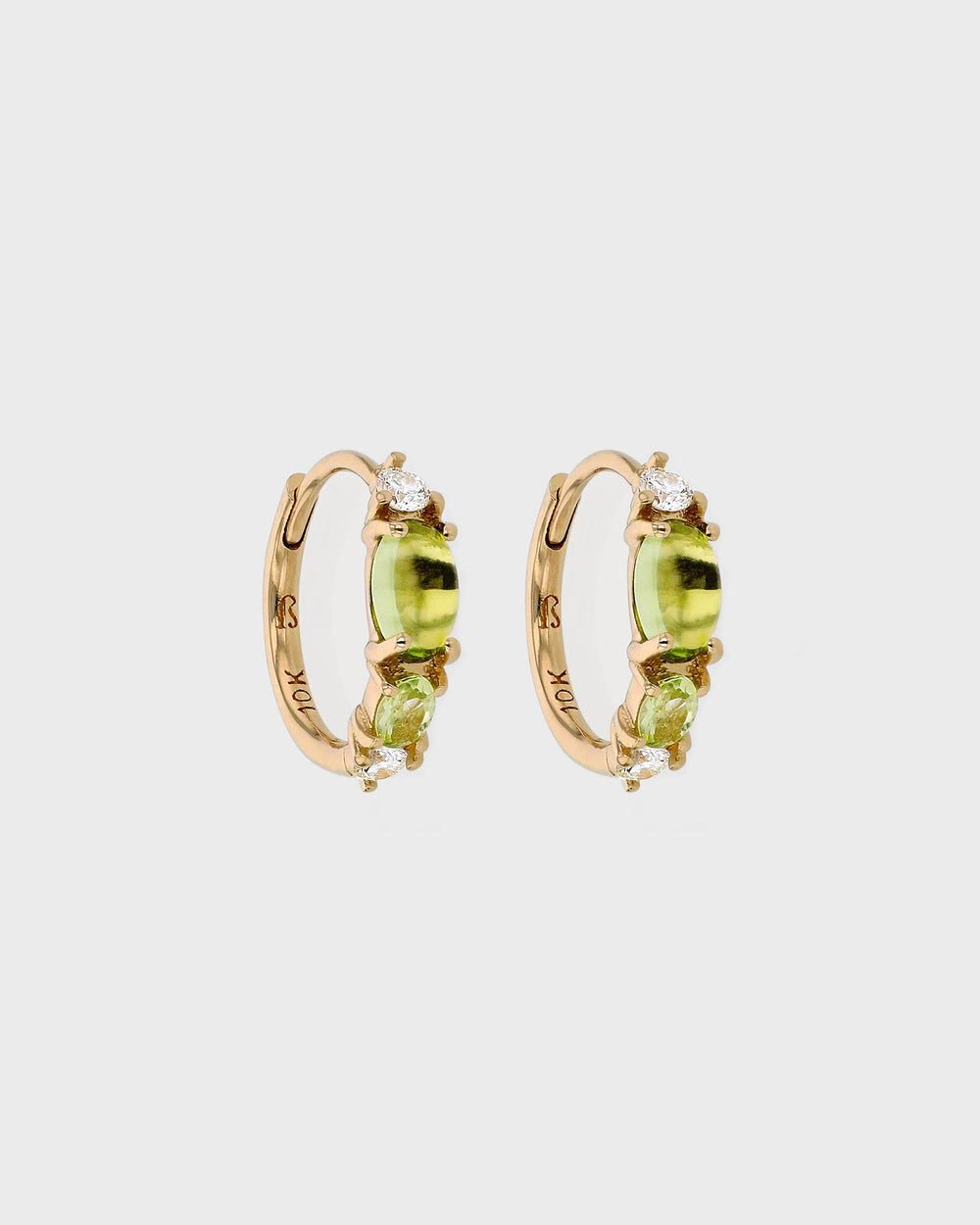 Sand Diamond Peridot Hoops by Sarah & Sebastian