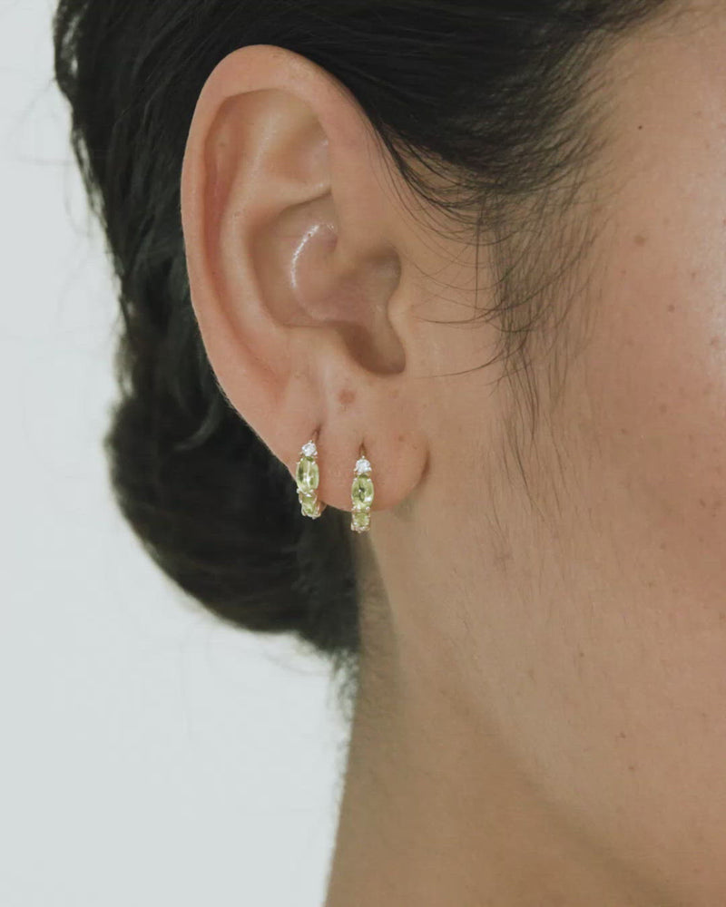 Sand Diamond Peridot Hoops by Sarah & Sebastian