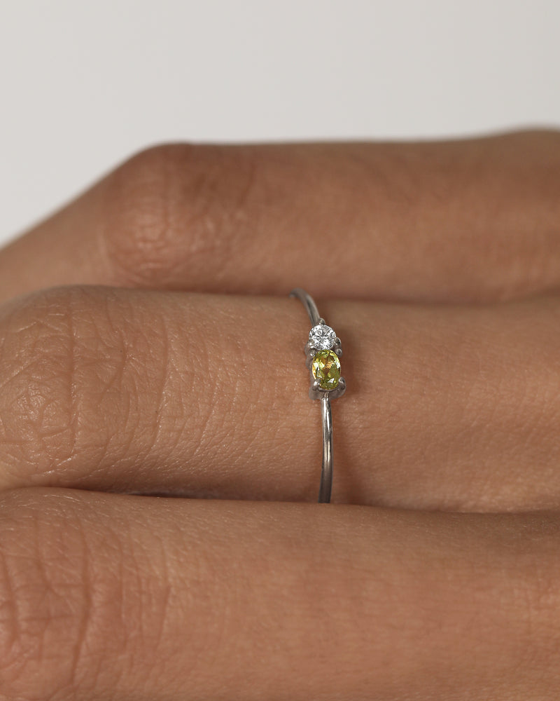 Micro Sand Diamond Peridot Ring by Sarah & Sebastian