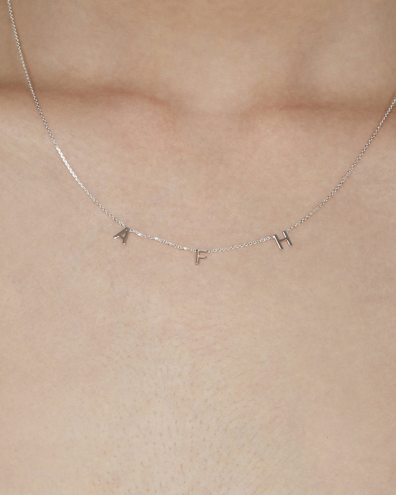 Multi Petite Letter Necklace White Gold | Sarah & Sebastian