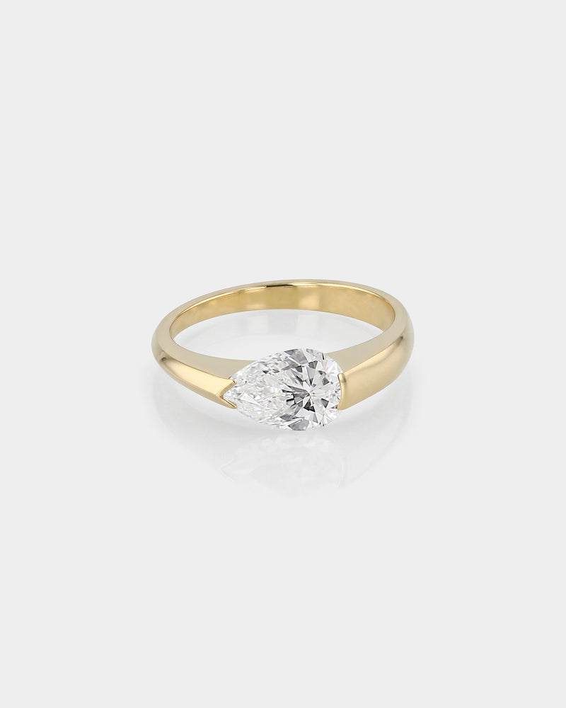 Suspense Pear Diamond Ring Gold by Sarah & Sebastian